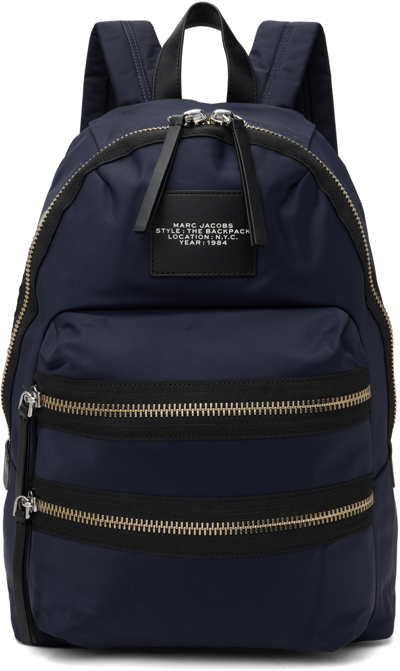 Shop Marc Jacobs Navy 'the Biker Nylon' Large Backpack In 415 Midnight Blue