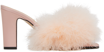 Shop Maison Margiela Pink Feather Mules In T4260 Rose Smoke