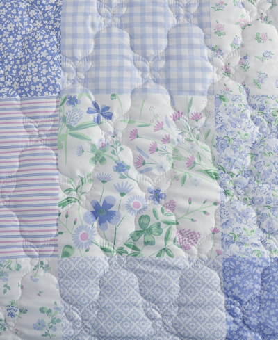 Laura Ashley Kids Parker Patchwork Reversible 2 Piece Quilt Set, Twin In Heather Purple