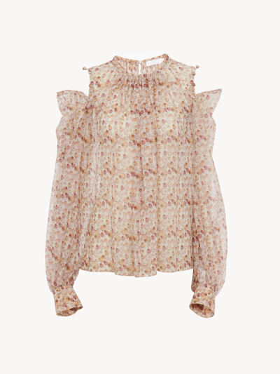 Shop Chloé Printed Blouse Multicolor Size 6 100% Virgin Wool, Pinctada Maxima, Farmed, Coo Australia