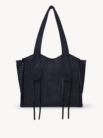 Shop Chloé Medium Mony Tote Bag Blue Size Onesize 100% Calf-skin Leather