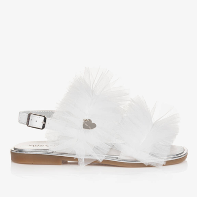 Shop Monnalisa Teen Girls White Ruffle Tulle Sandals