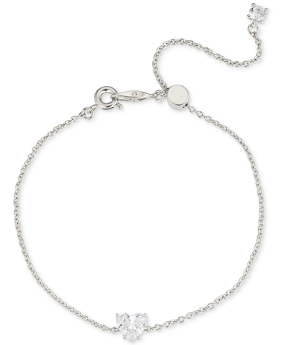 Shop Eliot Danori Cubic Zirconia Heart Slider Bracelet In Silver