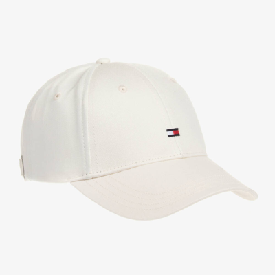 Shop Tommy Hilfiger Ivory Cotton Flag Cap