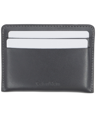 Shop Calvin Klein Men's Delfin Leather Pop Color Rfid Card Case Wallet In Grey