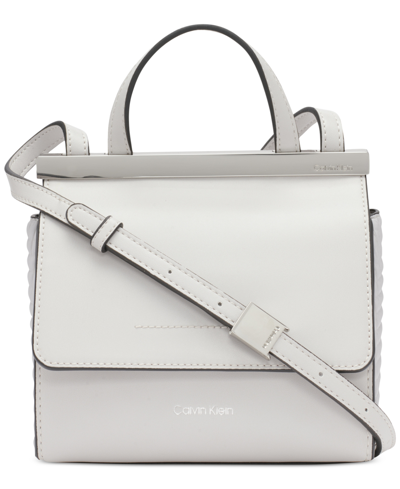 Shop Calvin Klein Coral Pleated Flap Crossbody With Adjustable Strap In Dove