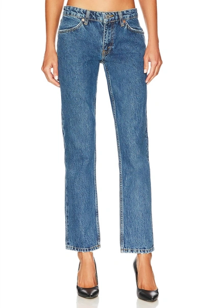 Shop Re/done 70s Low Rise Straight Leg Jeans In Blue Mere