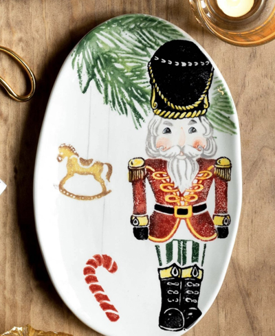 Vietri Nutcrackers Narrow Rectangular Platter In Handpainted