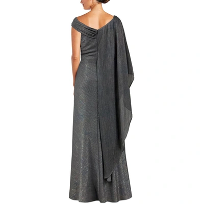 Shop Nw Nightway Womens Drapey Metallic Evening Dress In Grey
