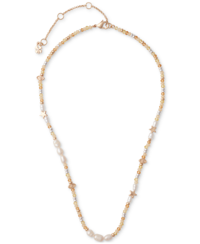 Shop Lucky Brand Two-tone Mixed Bead Collar Necklace, 15-1/2" + 3" Extender In Ttone