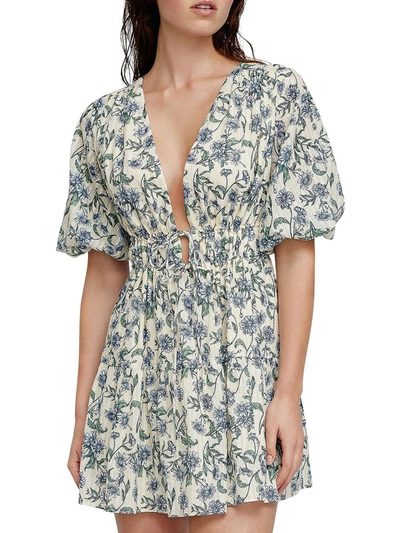 Shop Significant Other Womens Cotton Floral Mini Dress In Green
