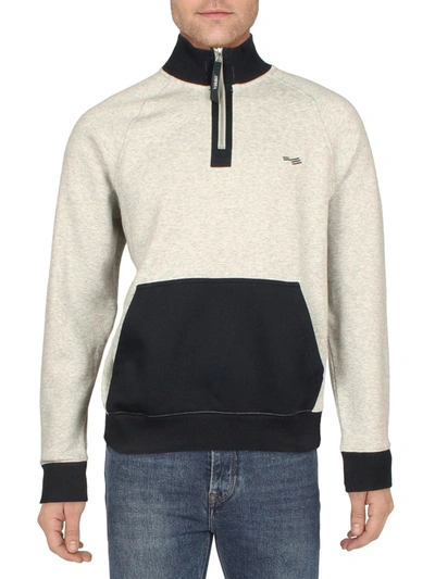 Shop Perry Ellis Mens Neck Zip Pullover Sweatshirt In Grey