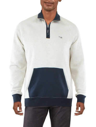 Shop Perry Ellis Mens Neck Zip Pullover Sweatshirt In Grey