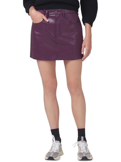 Shop Citizens Of Humanity Womens Short Recycled Leather Mini Skirt In Red