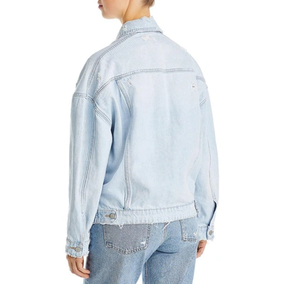 Shop Blanknyc Womens Distressed Collared Denim Jacket In Blue