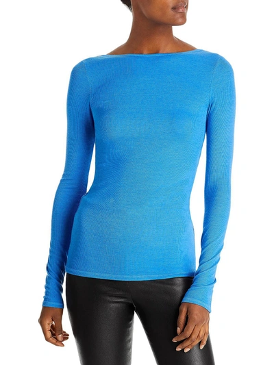 Shop Enza Costa Womens Knit Scoop Neck Blouse In Blue