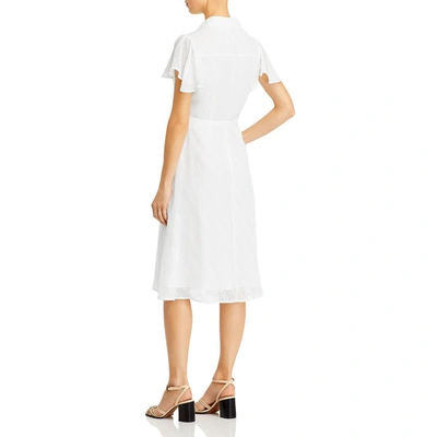 Shop T Tahari Womens Chiffon Midi Shift Dress In White