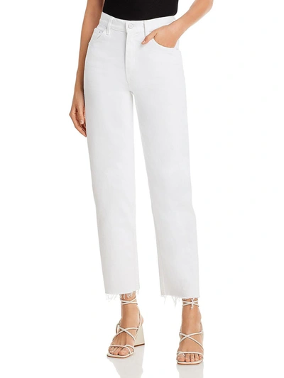 Shop Mother Womens Ankle Frayed Hem Straight Leg Jeans In White