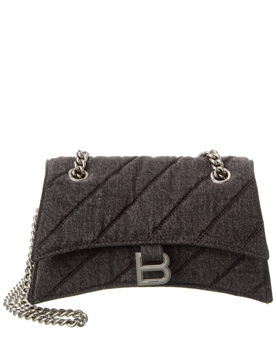 Shop Balenciaga Crush Small Canvas Shoulder Bag In Black