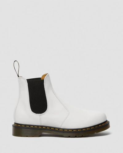 Shop Dr. Martens' 2976 Yellow Stitch Smooth Leather Chelsea Boots In White Smooth