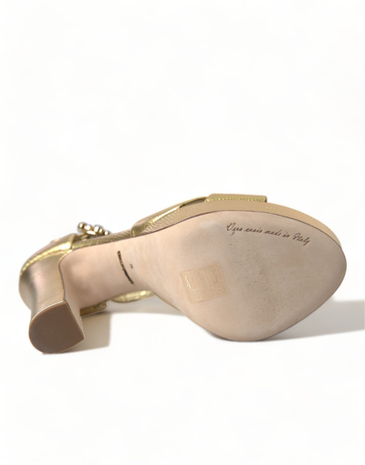 Shop Dolce & Gabbana Crystal Ankle Strap Platform Sandals Women's Shoes In Gold