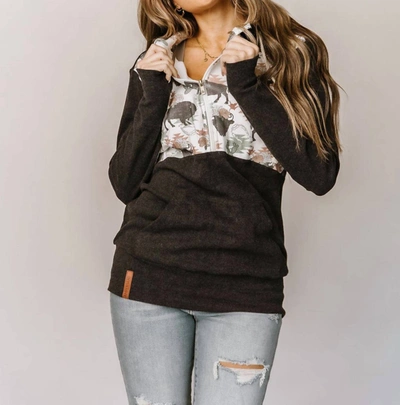 Ampersand Ave Half-zip Sweatshirt In Where The Buffalo Roam In Grey