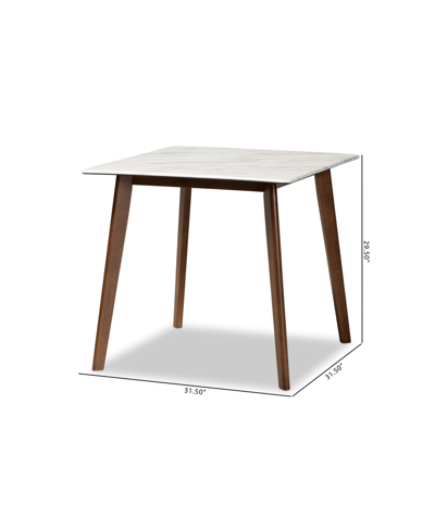 Baxton Studio Kaylee Mid-century Modern Transitional 31.5" Finished Wood Dining Table With Faux Marble Tabletop In Marble,walnut Brown