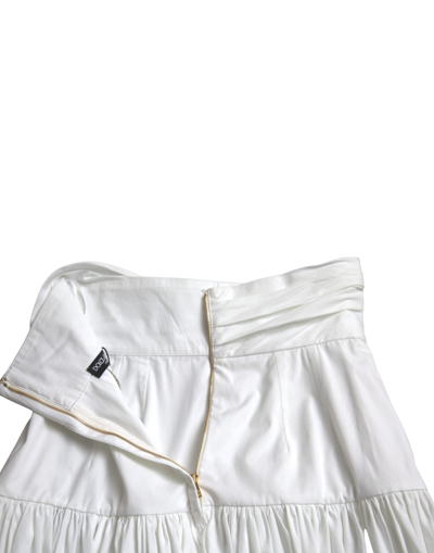 Shop Dolce & Gabbana Cotton Pleated A-line High Waist Women's Skirt In White