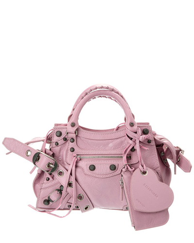 Shop Balenciaga Neo Cagole Xs Leather Shoulder Bag In Pink