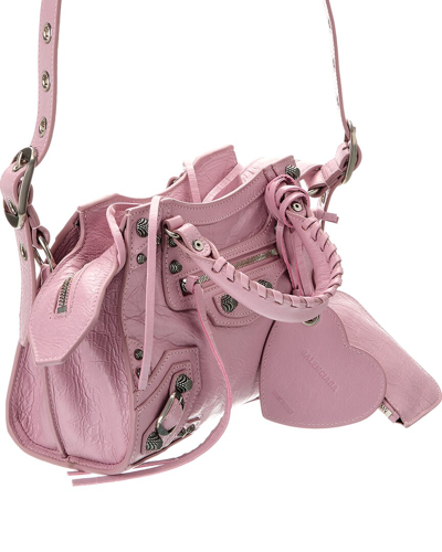 Shop Balenciaga Neo Cagole Xs Leather Shoulder Bag In Pink