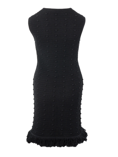 Shop Bottega Veneta Knitted  Dress With Pompom Women's Details In Black