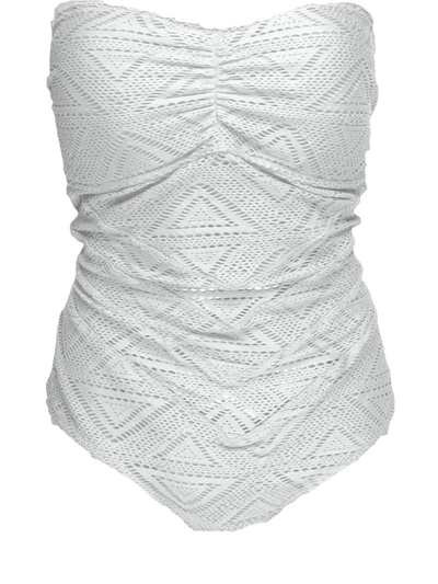 Shop Jessica Simpson Womens Bandeau Crochet One-piece Swimsuit In White