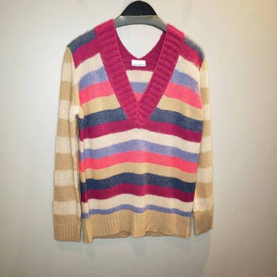 Shop Sfizio Striped V-neck Sweater In Pink Multi