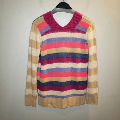 Shop Sfizio Striped V-neck Sweater In Pink Multi