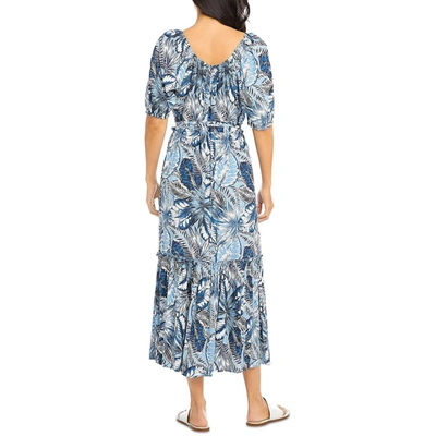 Shop Karen Kane Poof Womens Woven Puff Sleeves Midi Dress In Multi