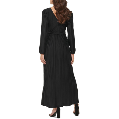 Shop Guess Womens Pleated Surplice Neckline Evening Dress In Black