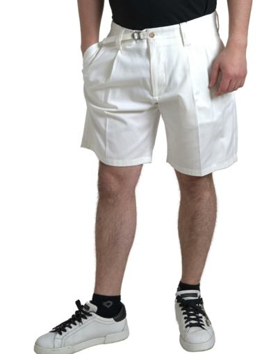 Shop Dolce & Gabbana Cotton Stretch Men Bermuda Blue Men's Shorts In White