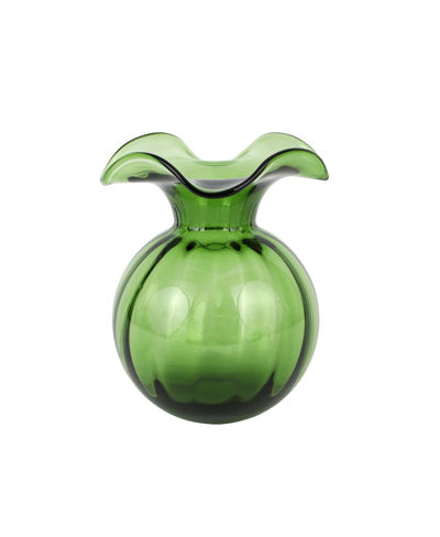 Vietri Hibiscus Glass Dark Green Medium Fluted Vase In Green