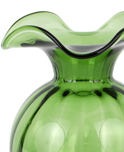 Vietri Hibiscus Glass Dark Green Medium Fluted Vase In Green
