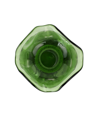 Vietri Hibiscus Glass Dark Green Medium Fluted Vase In Green
