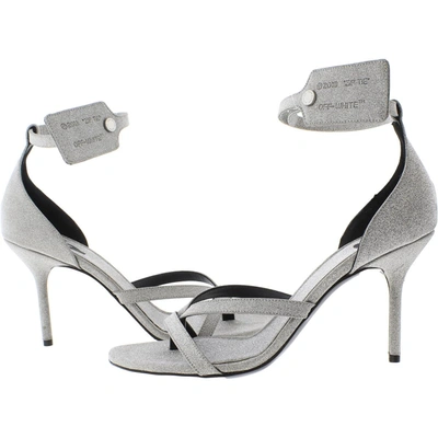 Shop Off-white Womens Glitter Thong Heels In Silver