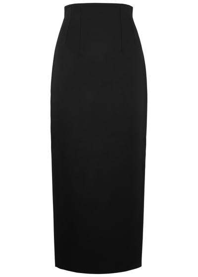 Shop Khaite Loxley Satin Maxi Skirt In Black