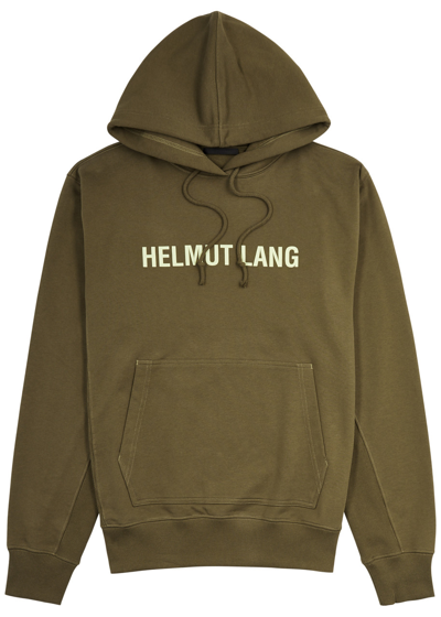 Shop Helmut Lang Outer Space Logo Hooded Cotton Sweatshirt In Olive