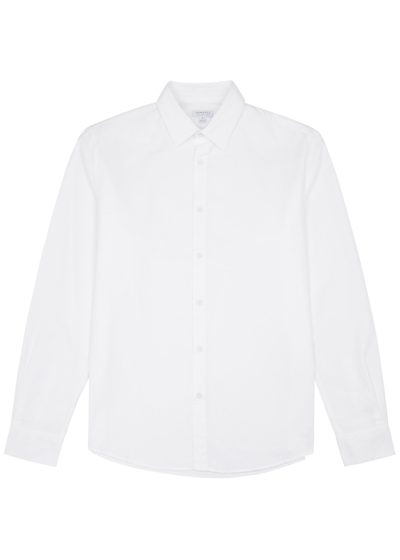 Shop Sunspel Cotton Oxford Shirt In White
