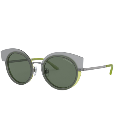 Shop Giorgio Armani Sunglasses, Ar6091 In Gunmetal,top Grey Green,green