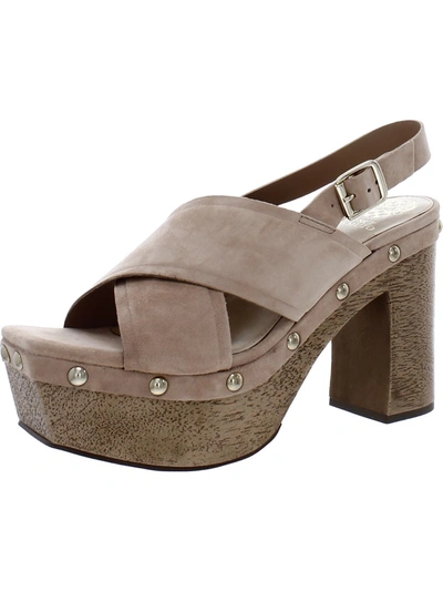 Shop Vince Camuto Jenevya Womens Suede Peep-toe Platform Sandals In Beige