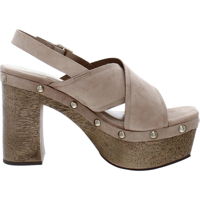 Shop Vince Camuto Jenevya Womens Suede Peep-toe Platform Sandals In Beige