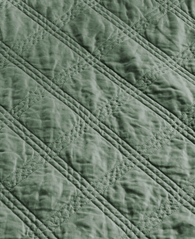 Levtex Washed Linen Reversible Quilted Throw, 50" X 60" In Navy
