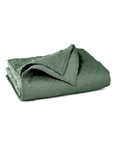 Levtex Washed Linen Reversible Quilted Throw, 50" X 60" In Navy