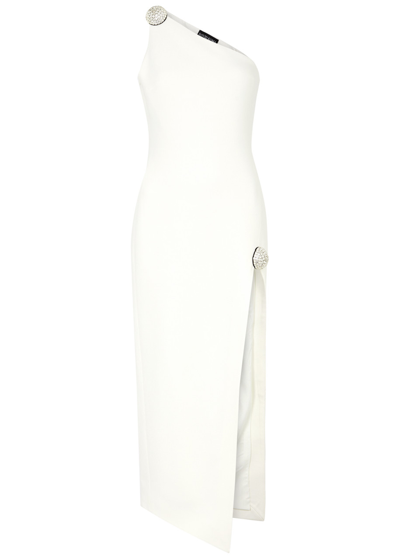 Shop David Koma One-shoulder Crepe Midi Dress In White